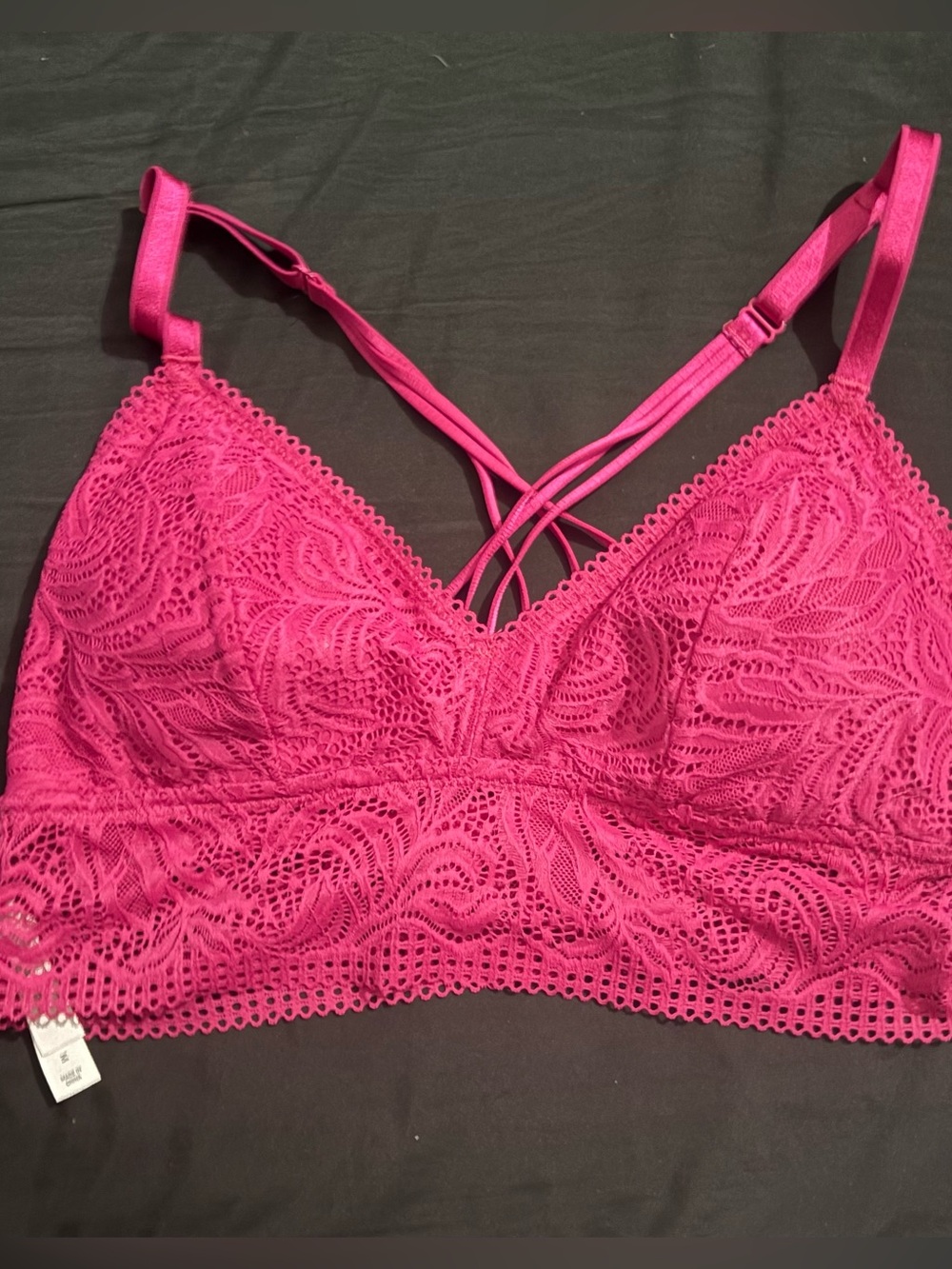 Lace Longline Bralette NWT-M (Tea Rose/Hot Pink) w/adjustable straps
